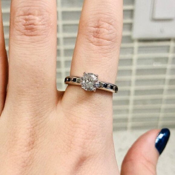 Sterling Silver Crystal Solitaire - Picture 2 of 3